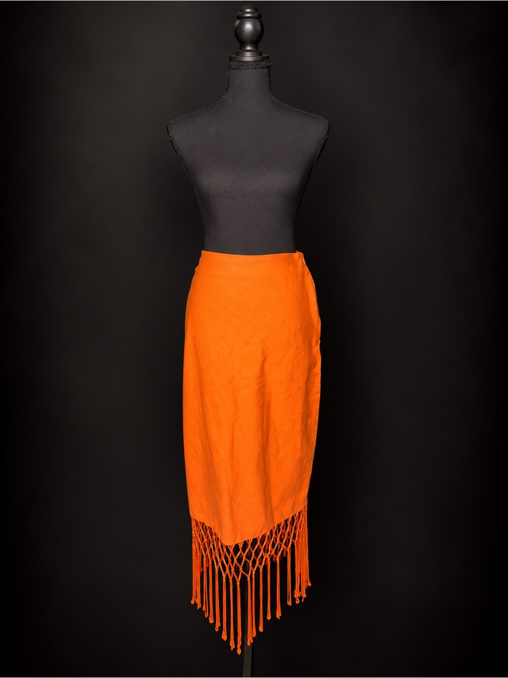 Never Fully Dressed Orange Fringe Midi Skirt Women’s US 6 UK 10 Statement Festiv